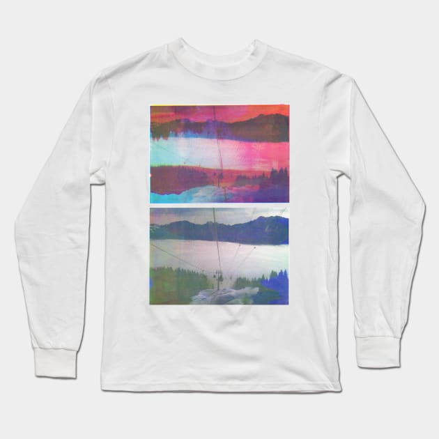 Skiing With Double Vision Long Sleeve T-Shirt by johnjohnjohnjohn